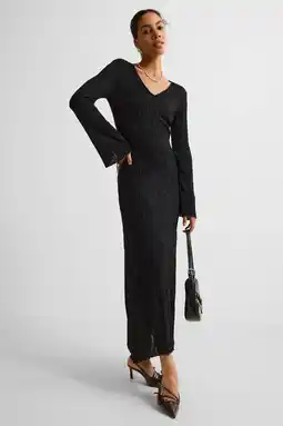 Wehkamp Ruby maxi jurk met textuur zwart aanbieding
