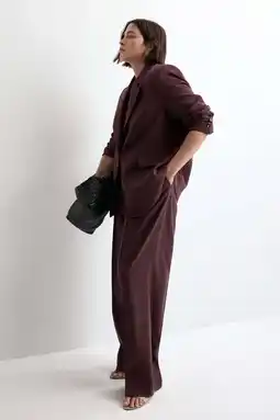 Wehkamp Mango wide leg lowwaist broek donkerpaars aanbieding
