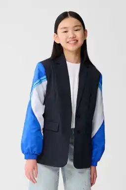Wehkamp Shoeby regular fit blazer met krijtstreep donkerblauw aanbieding