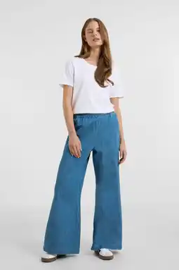 Wehkamp Anytime denim wide leg broek blauw aanbieding
