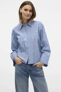 Wehkamp VERO MODA gestreepte blouse met pailletten aanbieding