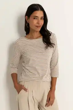 Wehkamp CLAUDIA BY CLAUDIA STRÄTER gestreepte top zand aanbieding