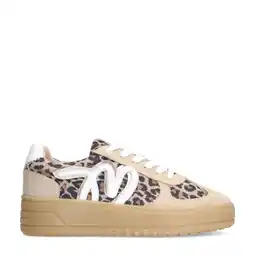 Wehkamp Manfield leren sneakers beige/panter aanbieding