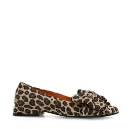Wehkamp Manfield suède loafers met panterprint beige/cognac aanbieding