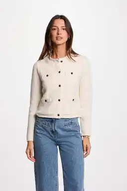 Wehkamp Morgan gebreid vest met wol ecru aanbieding