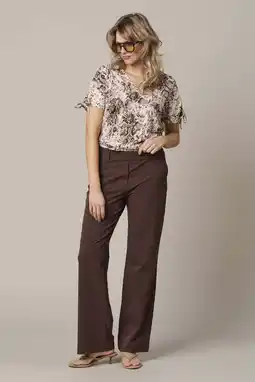 Wehkamp Co Woman top met dierenprint donkerbruin aanbieding