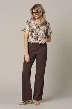 Wehkamp Co Woman top met dierenprint donkerbruin aanbieding