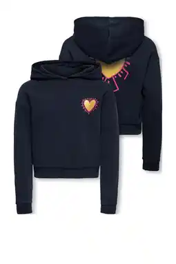 Wehkamp KIDS ONLY GIRL hoodie met backprint donkerblauw aanbieding