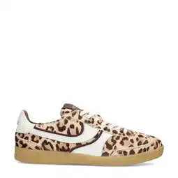 Wehkamp Haboob leren sneakers met panterprint beige/bruin aanbieding