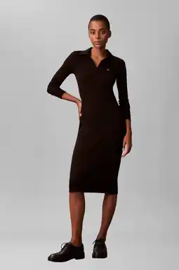 Wehkamp CALVIN KLEIN JEANS midi jurk zwart aanbieding