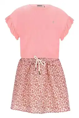 Wehkamp Like Flo korte jurk met panterprint roze aanbieding