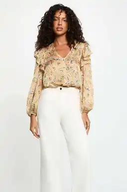 Wehkamp Morgan top met paisley print geel aanbieding