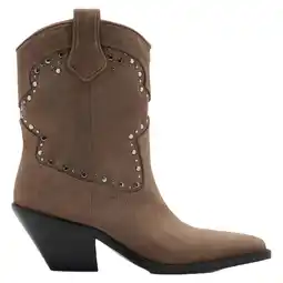 Wehkamp Mango suède cowboylaarzen met studs lichtbruin aanbieding