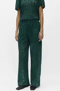 Wehkamp OBJECT wide leg regularwaist casual broek donkergroen aanbieding
