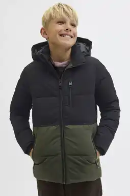 Wehkamp JACK & JONES JUNIOR gewatteerde jas donkergroen aanbieding