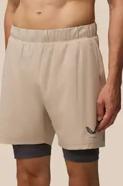 Wehkamp Castore sportshort Flow 2-in-1 beige aanbieding