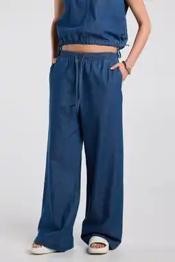 Wehkamp America Today wide leg lowwaist broek medium blue denim aanbieding