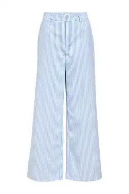 Wehkamp OBJECT OBJLISA wide leg regularwaist pantalon lichtblauw/ wit aanbieding