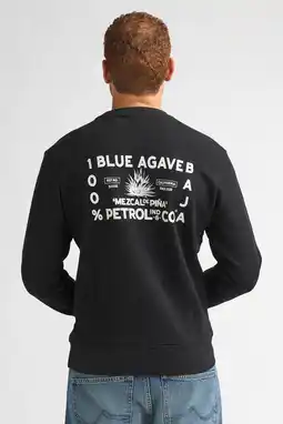 Wehkamp Petrol Industries sweater met backprint zwart aanbieding