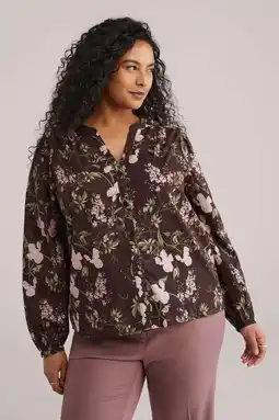 Wehkamp WE Fashion Curve gebloemde blouse bruin aanbieding