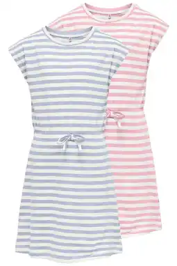 Wehkamp KIDS ONLY GIRL midi-jurk - lichtblauw/roze (set van 2) aanbieding