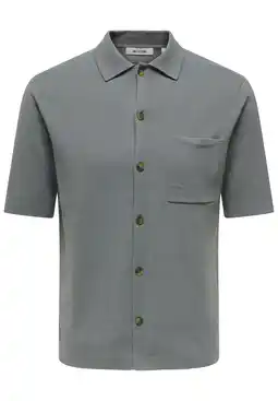 Wehkamp ONLY & SONS regular casual overhemd gebreid grijs aanbieding