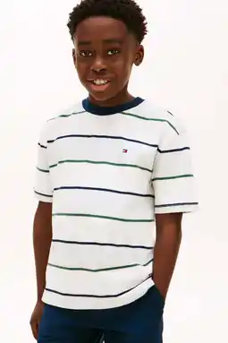 Wehkamp Tommy Hilfiger gestreepte T-shirt grijs melange aanbieding