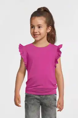 Wehkamp Anytime anytime T-shirt met ruffle magenta aanbieding