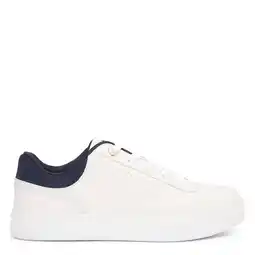 Wehkamp Tommy Hilfiger leren sneakers ecru/donkerblauw aanbieding