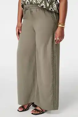 Wehkamp MS Mode wide leg regularwaist broek kaki aanbieding