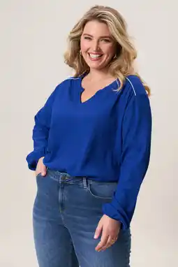 Wehkamp Miss Etam Plus blousetop blauw aanbieding