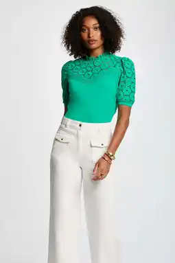 Wehkamp Morgan top broderie turquoise aanbieding