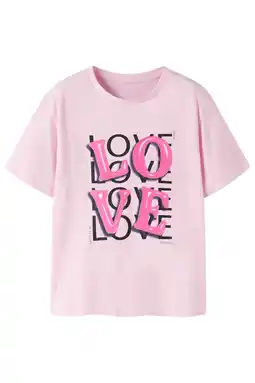 Wehkamp NAME IT KIDS T-shirt met printopdruk lichtroze aanbieding