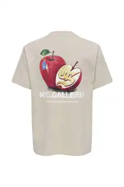 Wehkamp ONLY & SONS JUNIOR T-shirt met backprint beige aanbieding