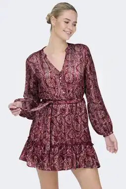 Wehkamp ONLY zomerjurk met paisley print met lurex rood aanbieding