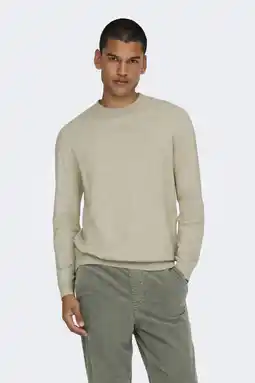 Wehkamp ONLY & SONS trui fijn gebreid beige aanbieding