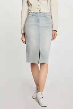 Wehkamp Morgan kokerrok light blue denim aanbieding