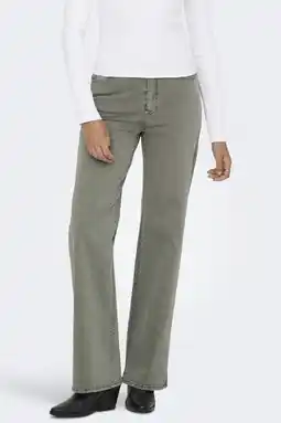 Wehkamp ONLY highwaist wide leg jeans olijfgroen aanbieding
