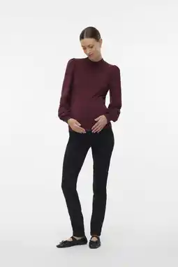 Wehkamp MAMALICIOUS highwaist zwangerschaps slim fit jeans black denim aanbieding