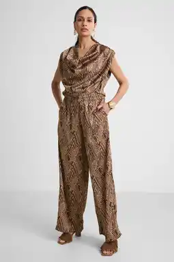 Wehkamp Ruby wide leg satijnen broek met all-overprint aanbieding