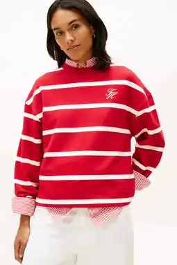 Wehkamp Tommy Hilfiger gestreepte gebreide trui rood aanbieding