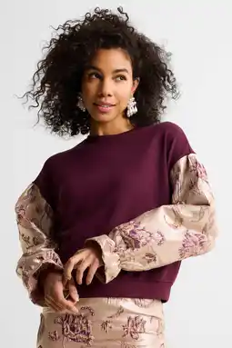 Wehkamp Ruby sweater met jacquard details bordeauxrood aanbieding