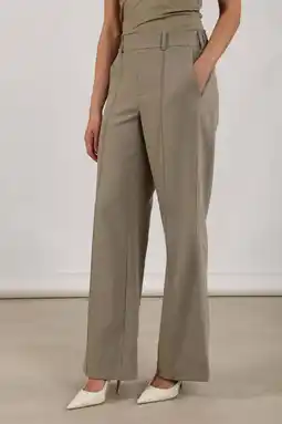 Wehkamp NUKUS wide leg regularwaist broek kaki aanbieding
