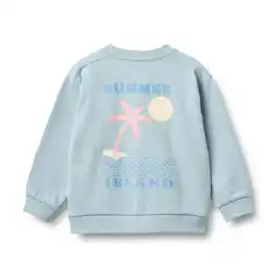 Wehkamp Wheat sweater met backprint lichtblauw aanbieding