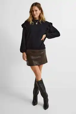 Wehkamp Anytime trui met ruches zwart aanbieding