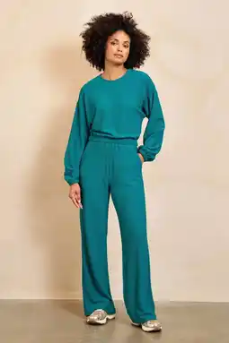 Wehkamp Lofty Manner wide leg highwaist casual broek blauw aanbieding