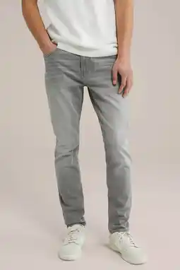 Wehkamp WE Fashion Blue Ridge slim fit jeans light grey denim aanbieding