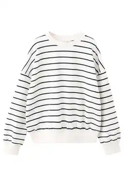 Wehkamp Mango Kids gestreepte sweater met backprint wit aanbieding
