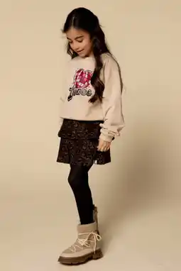 Wehkamp LOOXS little fluwelen strokenrok met panterprint bruin aanbieding