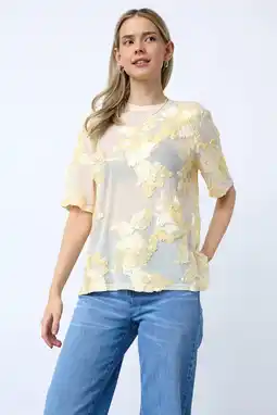 Wehkamp SisterS Point gebloemde top lichtgeel aanbieding